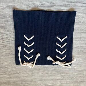 Navy Tied Knit Tube Top